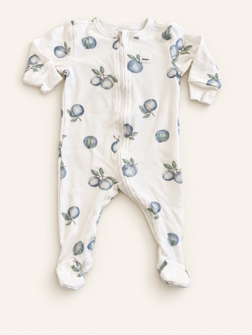 Organic Blue Plum Print Footed One-Piece Zipper Pajamas